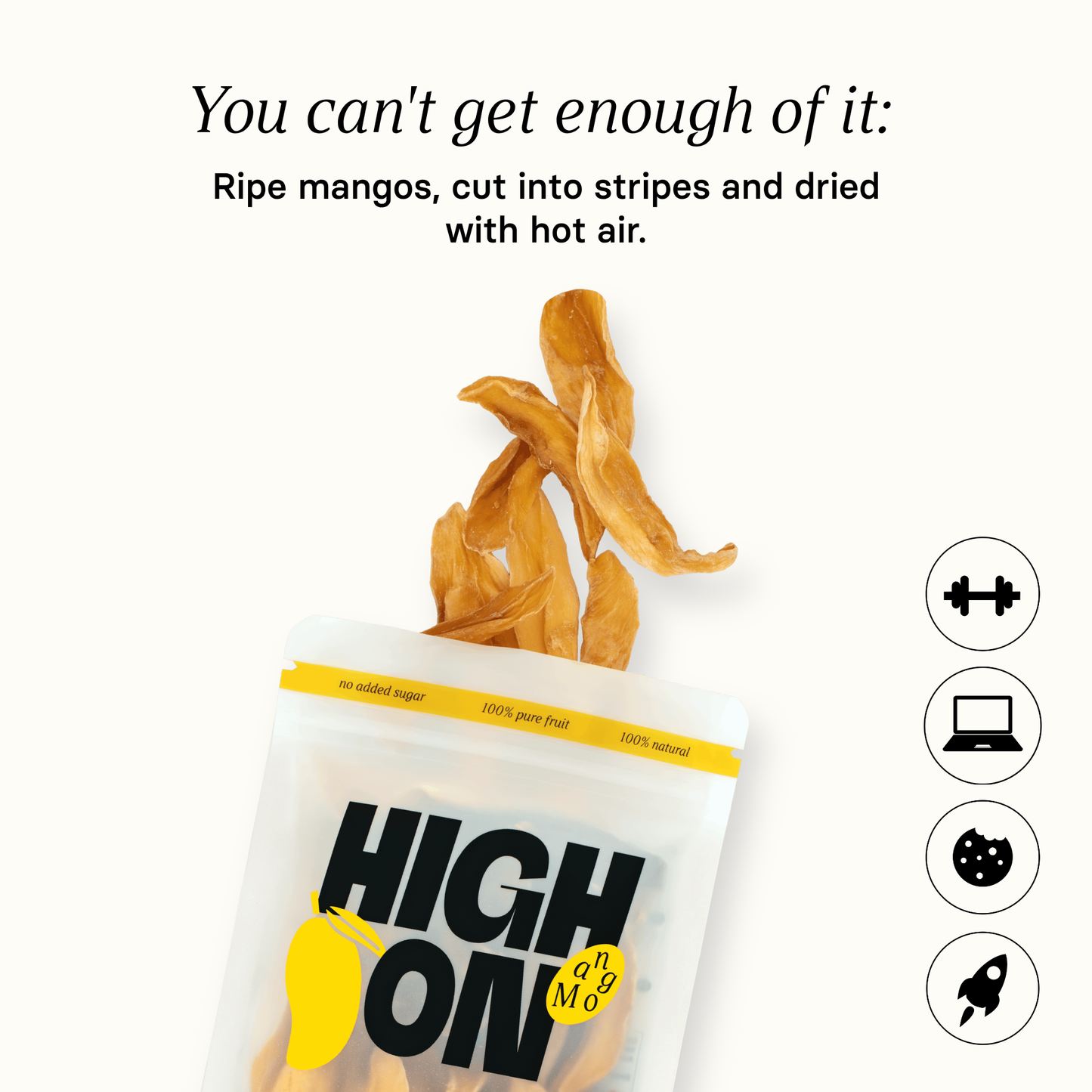 HIGH ON Bio Mango getrocknet – Soft-dried, ohne Zucker, 90g